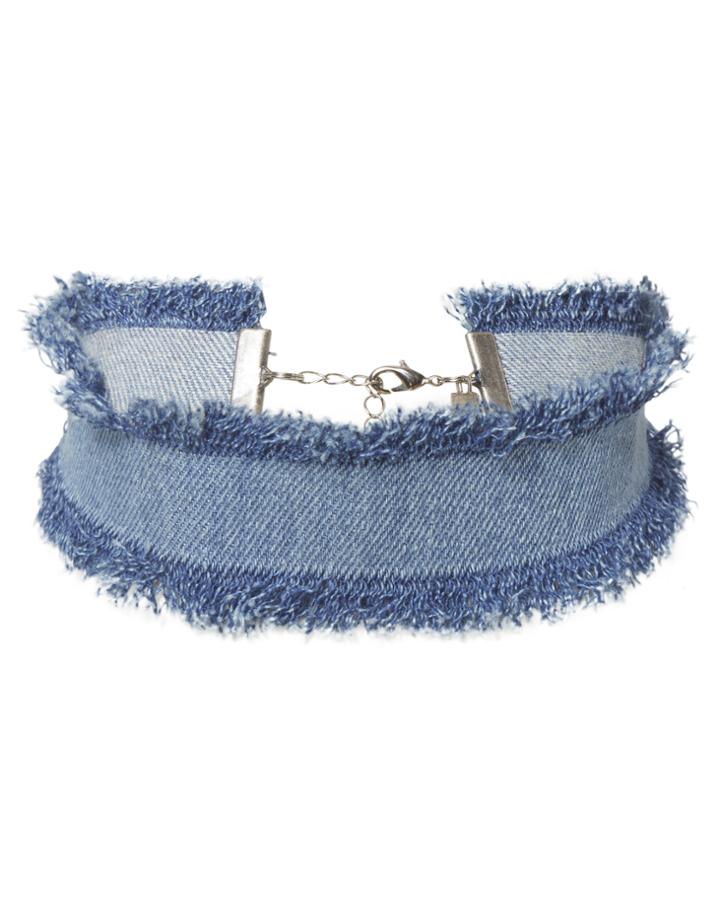 &quot;dannijo Frayed Edge Denim Choker&quot;