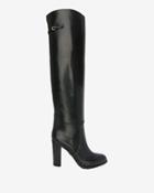 Sergio Rossi Shannen Chunky Heel Leather Buckle Boot: Black