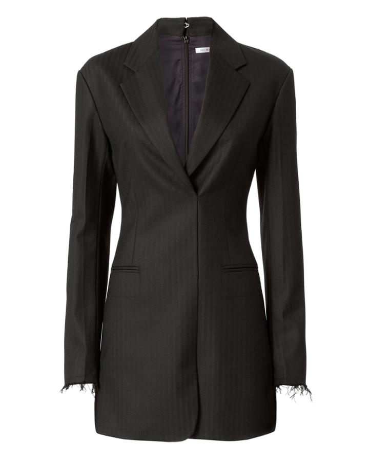 Helmut Lang Herringbone Blazer Dress Black 6