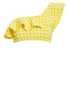 Ganni Yellow Seersucker One Shoulder Bikini Top Yellow Seersucker 34