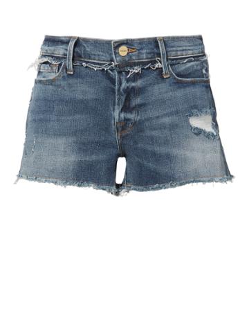 Frame Rookley Frayed Trim Cut Off Shorts Denim 25
