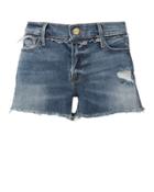 Frame Rookley Frayed Trim Cut Off Shorts Denim 25