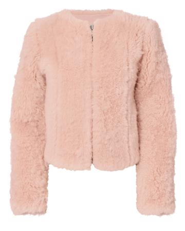 Exclusive For Intermix Letzia Pink Shearling Cropped Coat Pink P