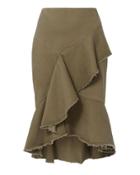 Exclusive For Intermix Sabrina Ruffle Twill Pencil Skirt
