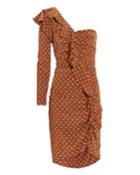 Veronica Beard Leona One Shoulder Brown Polka Dot Dress Brown/white Polka Dot Zero