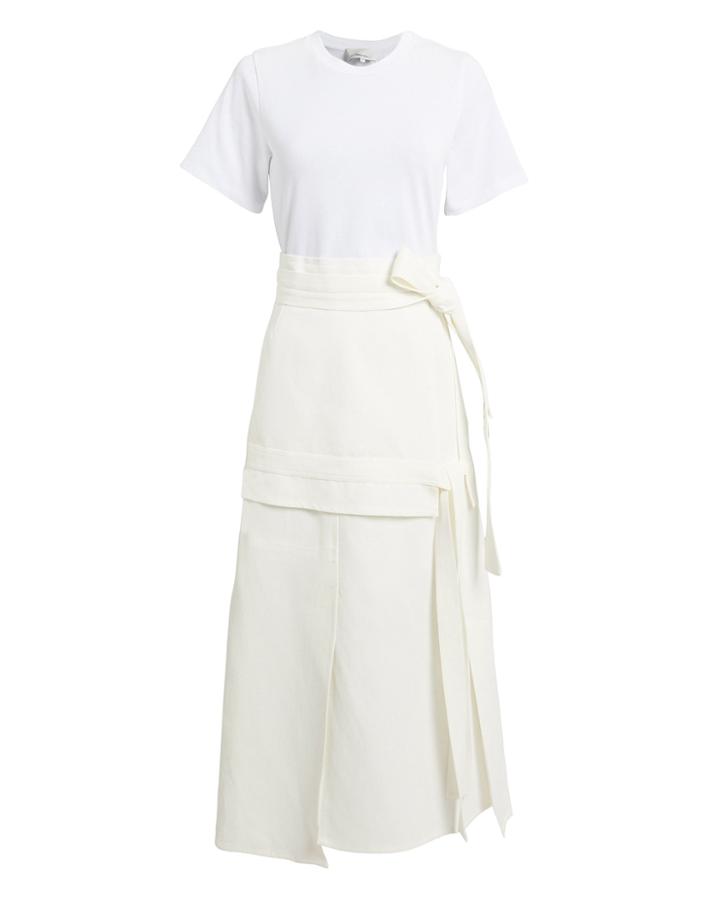 3.1 Phillip Lim Tie Front Midi Dress White/beige Zero