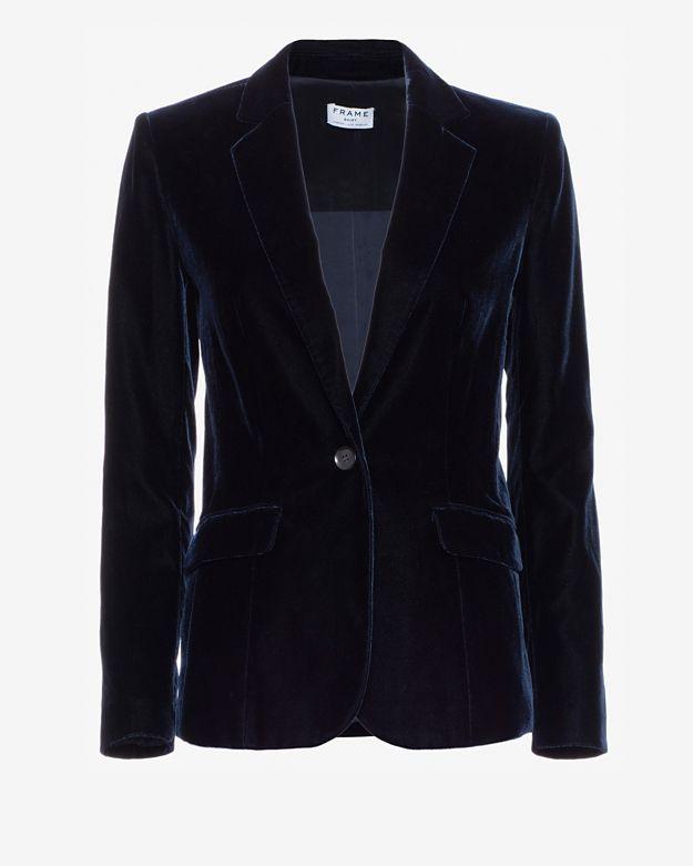 Frame Velvet Blazer: Navy