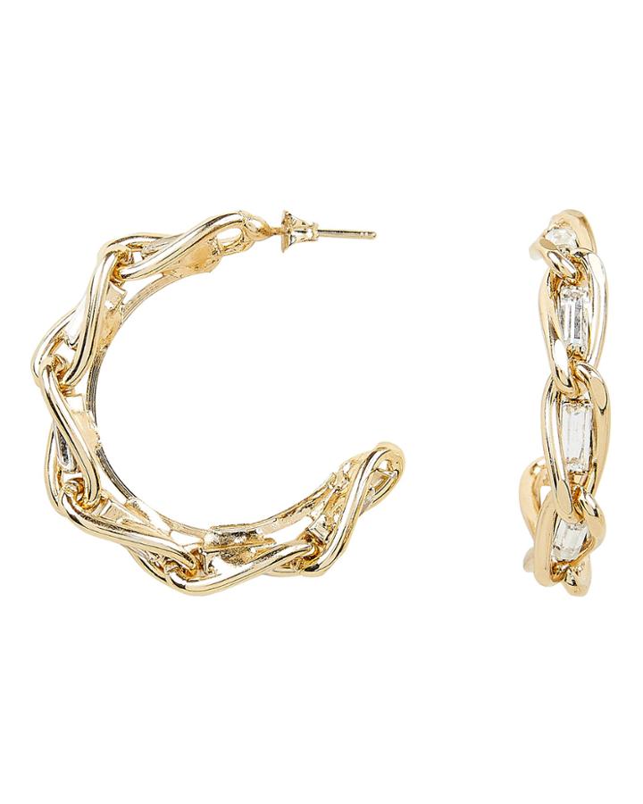 Rosantica Slim Crystal Hoops Gold 1size