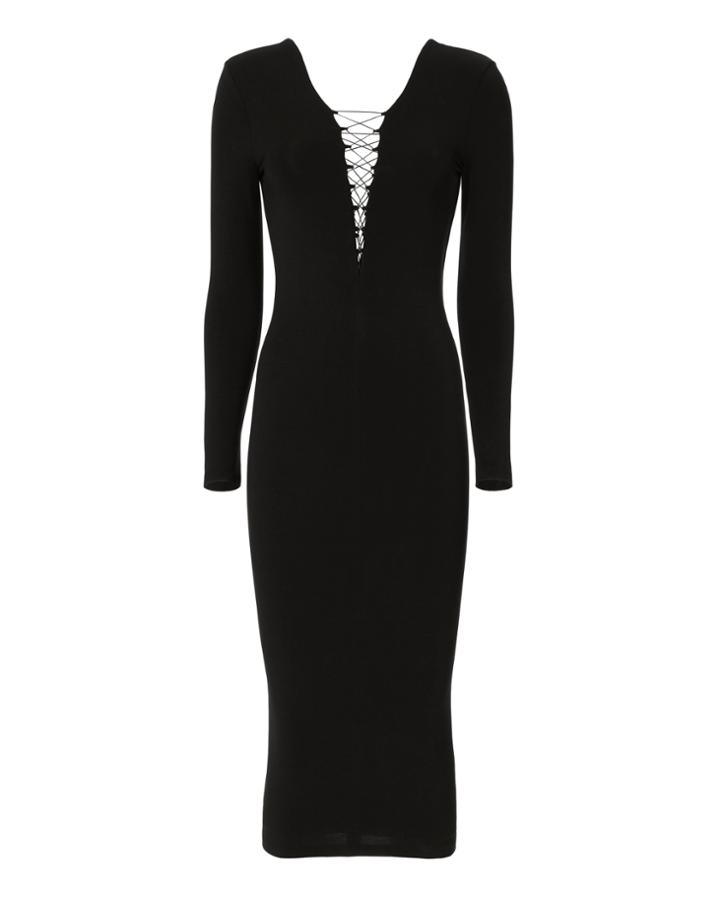 T By Alexander Wang Lace-up Midi Dress