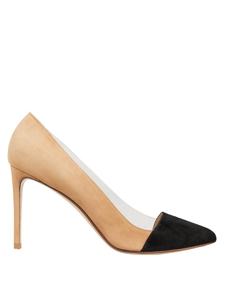 Francesco Russo Bicolored Suede Pumps Beige/black 38.5