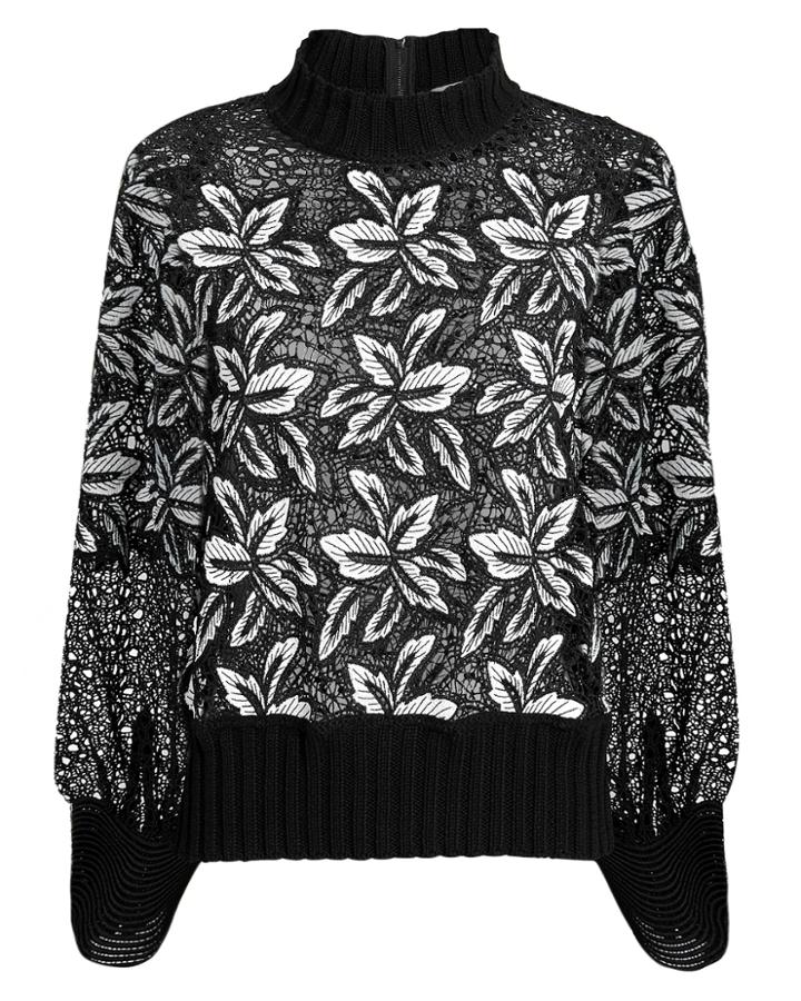 Sea Lace Sweatshirt Black/white M