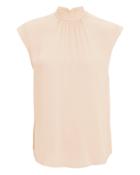 Veronica Beard Tristen Mock Neck Tie Blouse Blush Zero