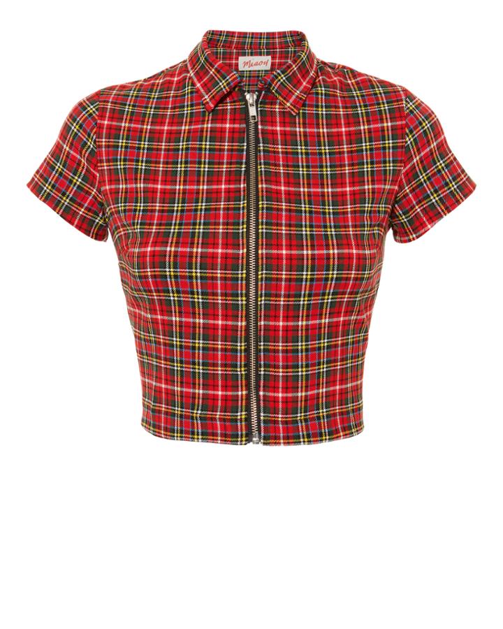 Miaou Raquel Plaid Crop Top Multi S