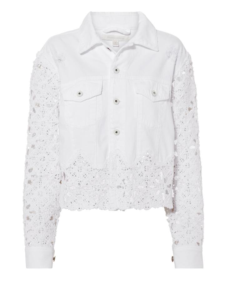 Jonathan Simkhai Macrame Denim Cropped Jacket White P