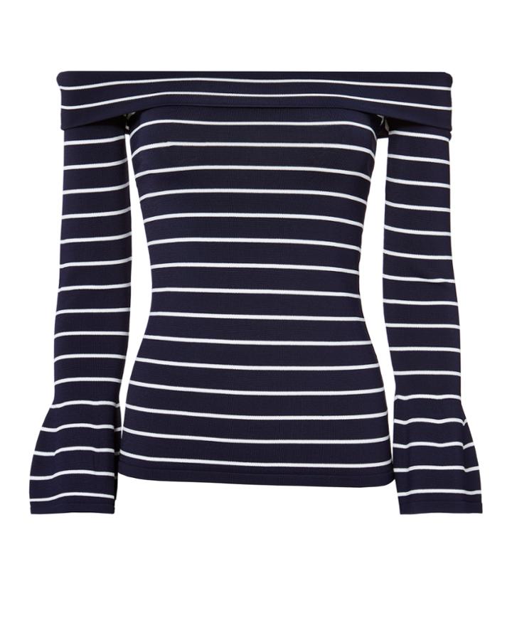 Exclusive For Intermix Kelly Off Shoulder Striped Knit Top
