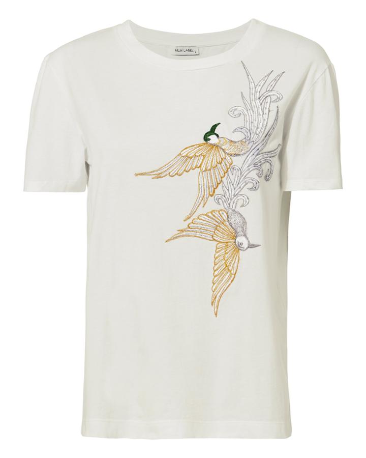 Mlm The Label Bird Embroidered  Tee White P