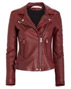 Iro Han Leather Moto Jacket Dark Red 38
