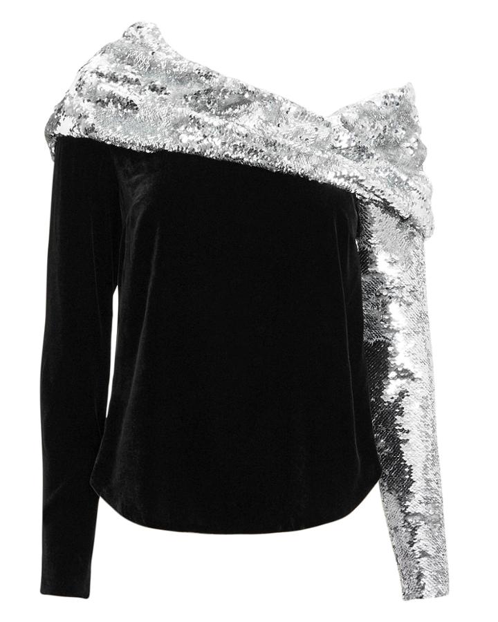 Monse Sequin Twist Top Black/silver 2