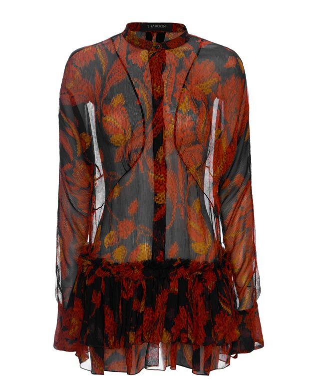 Thakoon Long Sleeve Peplum Blouse