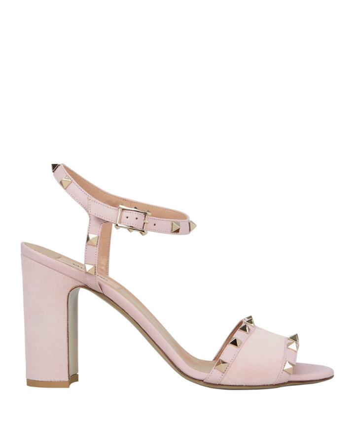 Valentino Garavani Water Rose Rockstud Suede Sandals Pink 36