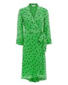 Ganni Green Polka Dot Wrap Dress Green 34