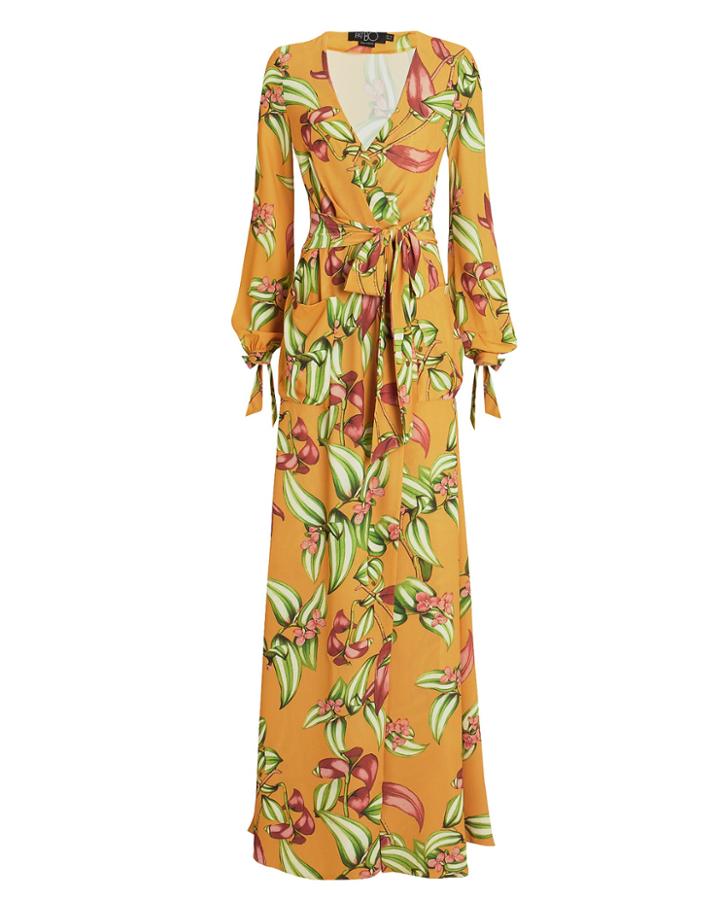 Patbo Zebrina Floral Wrap Maxi Dress Yellow Floral 4