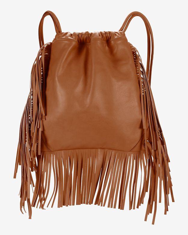 Sara Battaglia David Fringe Leather Backpack: Brown