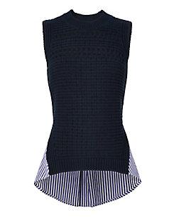 Veronica Beard Navy Combo Sleeveless Sweater