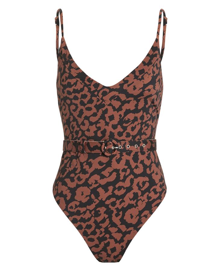 Nicholas Belted Leopard One Piece Brown/black L