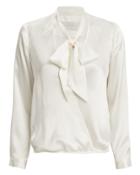Michelle Mason Neck Tie Wrap Blouse Ivory Zero