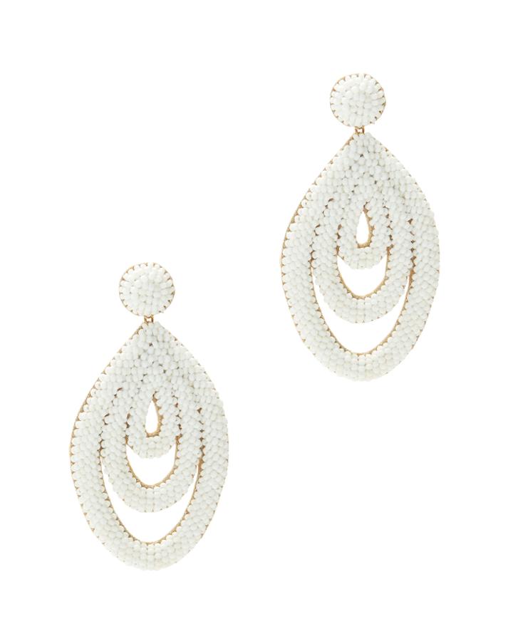 Deepa Gurnani Oval Drop Earrings White 1size