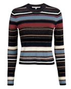 Veronica Beard Palmas Lurex-striped Sweater Blue/red/black L