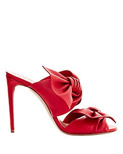 Casadei Tango Double Bow Strap Leather Sandals