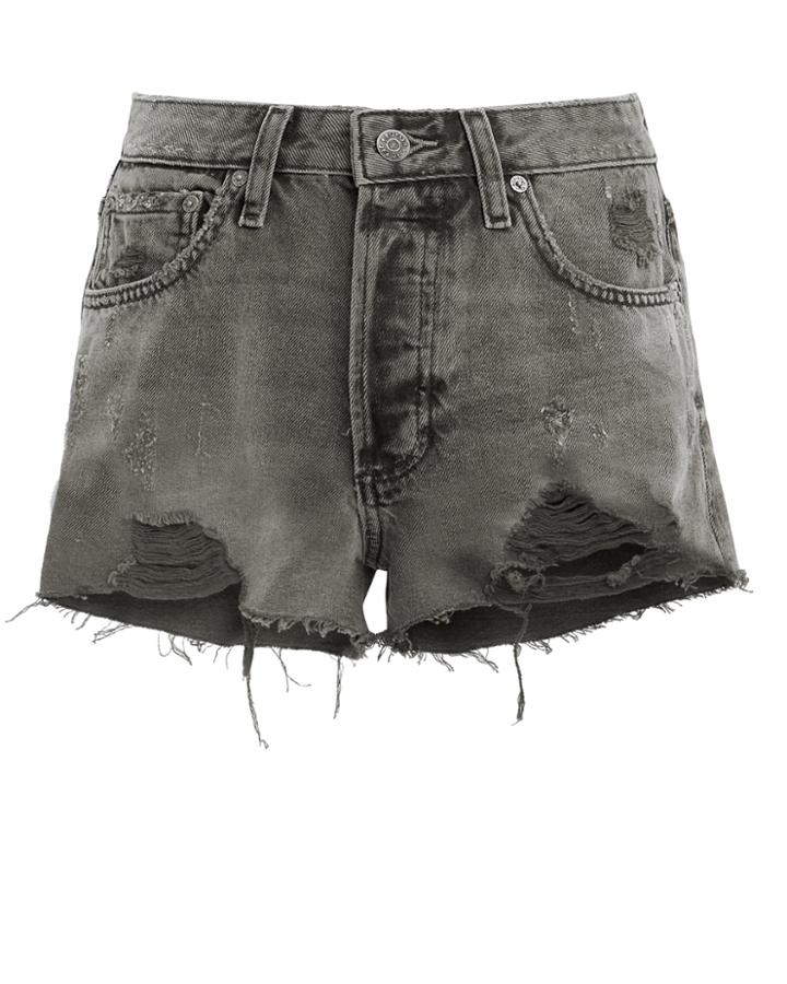 Boyish Jeans The Cody Distressed Shorts Charcoal Denim 25