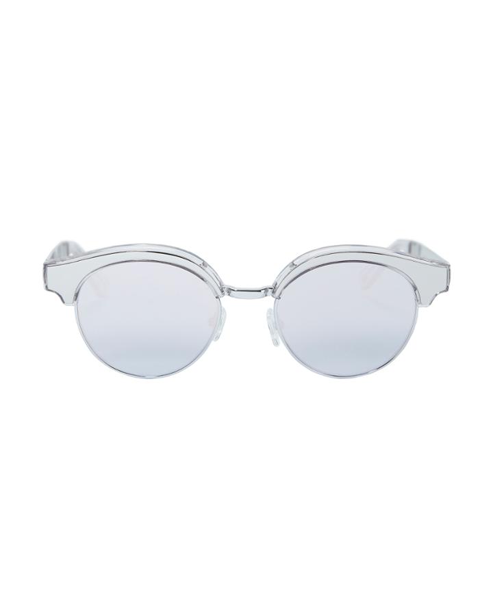 &quot;le Specs Luxe Cleopatra Silver-tone Metal Half Frame Sunglasses&quot;