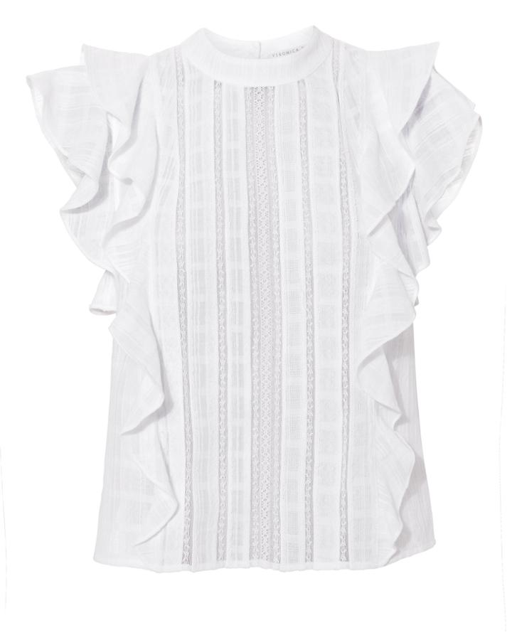 Veronica Beard Ruffle Sol Top White Zero