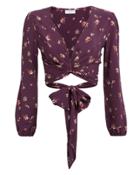 Flynn Skye Floral Wrap Crop Top Burgundy P