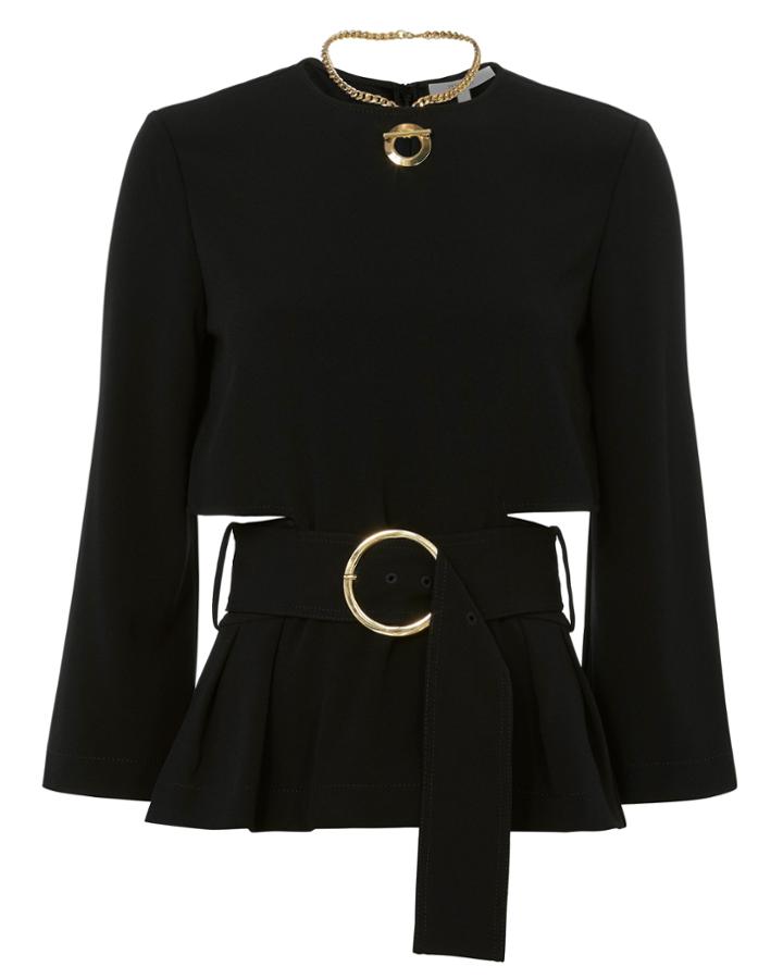 Derek Lam 10 Crosby Chain Detail Cutout Top Black Zero