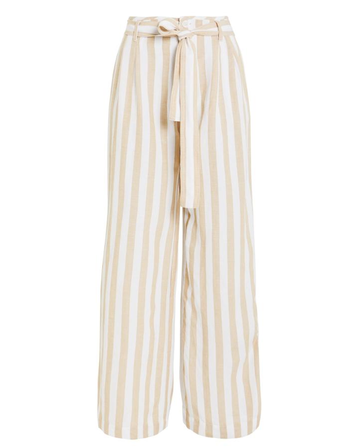 Rails Jess Striped Wide Leg Trousers Beige/stripe L