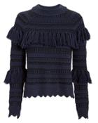 Jonathan Simkhai Tassel Knit Sweater Navy P