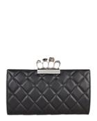Alexander Mcqueen Quilted Four Ring Clutch Black 1size