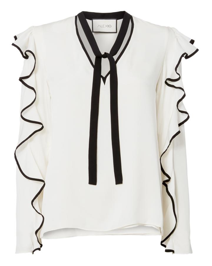 Alexis Rtw Alexis Darcy Ruffle Tie Neck Top White M