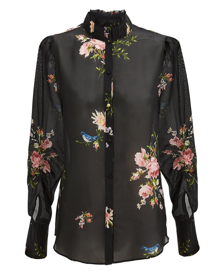 Joie Elize Floral Blouse Black/floral Xl