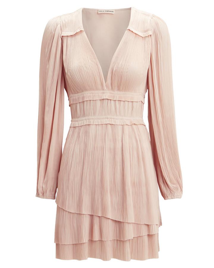 Ulla Johnson Corrine Pleated Mini Dress Blush 8