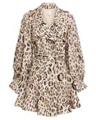 Aje Loren Ruffled Cape Dress Leopard 8