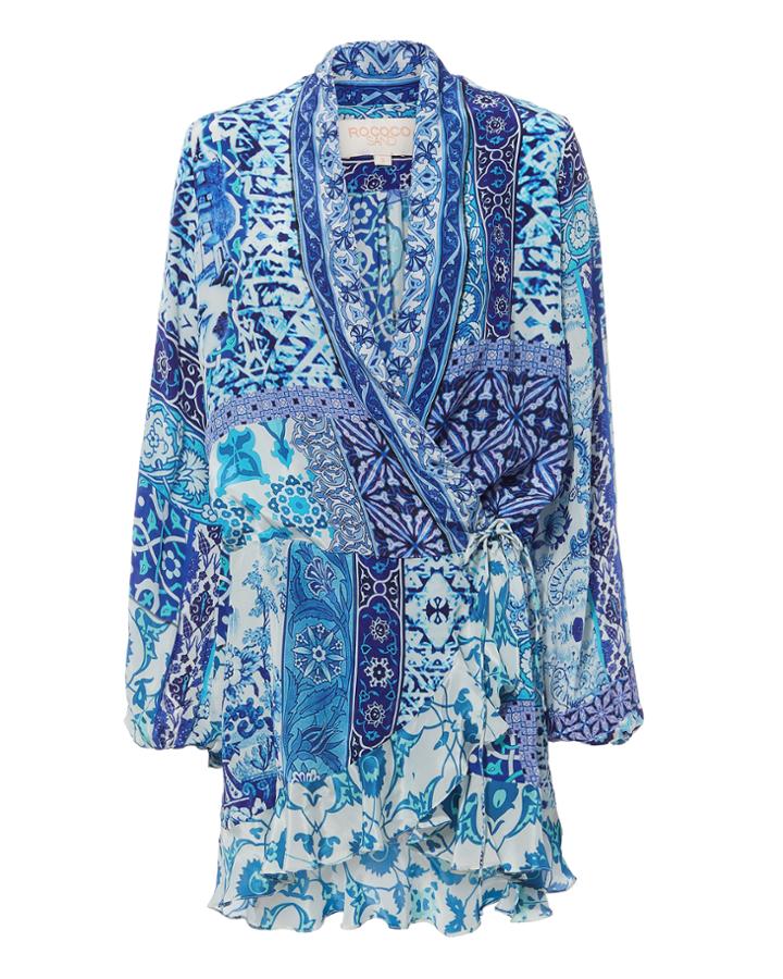 Rococo Sand Labyrinth Mini Dress Blue-med P
