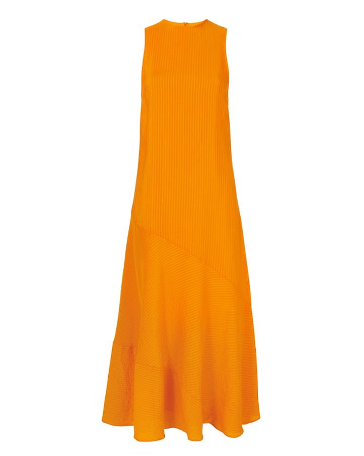 Ganni Wilkie Seersucker Turmeric Dress Orange 34