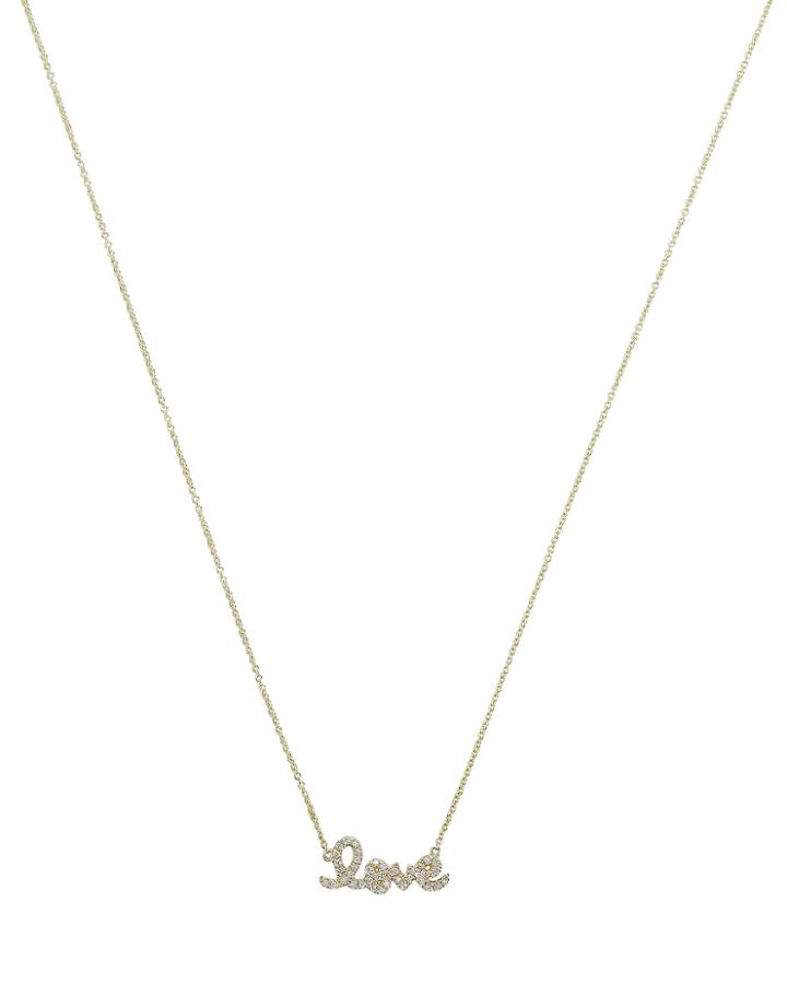 Sydney Evan Diamond Scripted Love Necklace Gold 1size