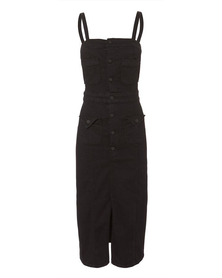 Mother Point Denim Midi Dress Black P