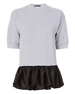 Harvey Faircloth Short Sleeve Ruffle Hem Sweatshirt